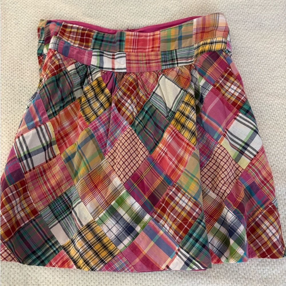 Cabi Pink Multi-Plaid Patchwork Circle Skirt - image 2